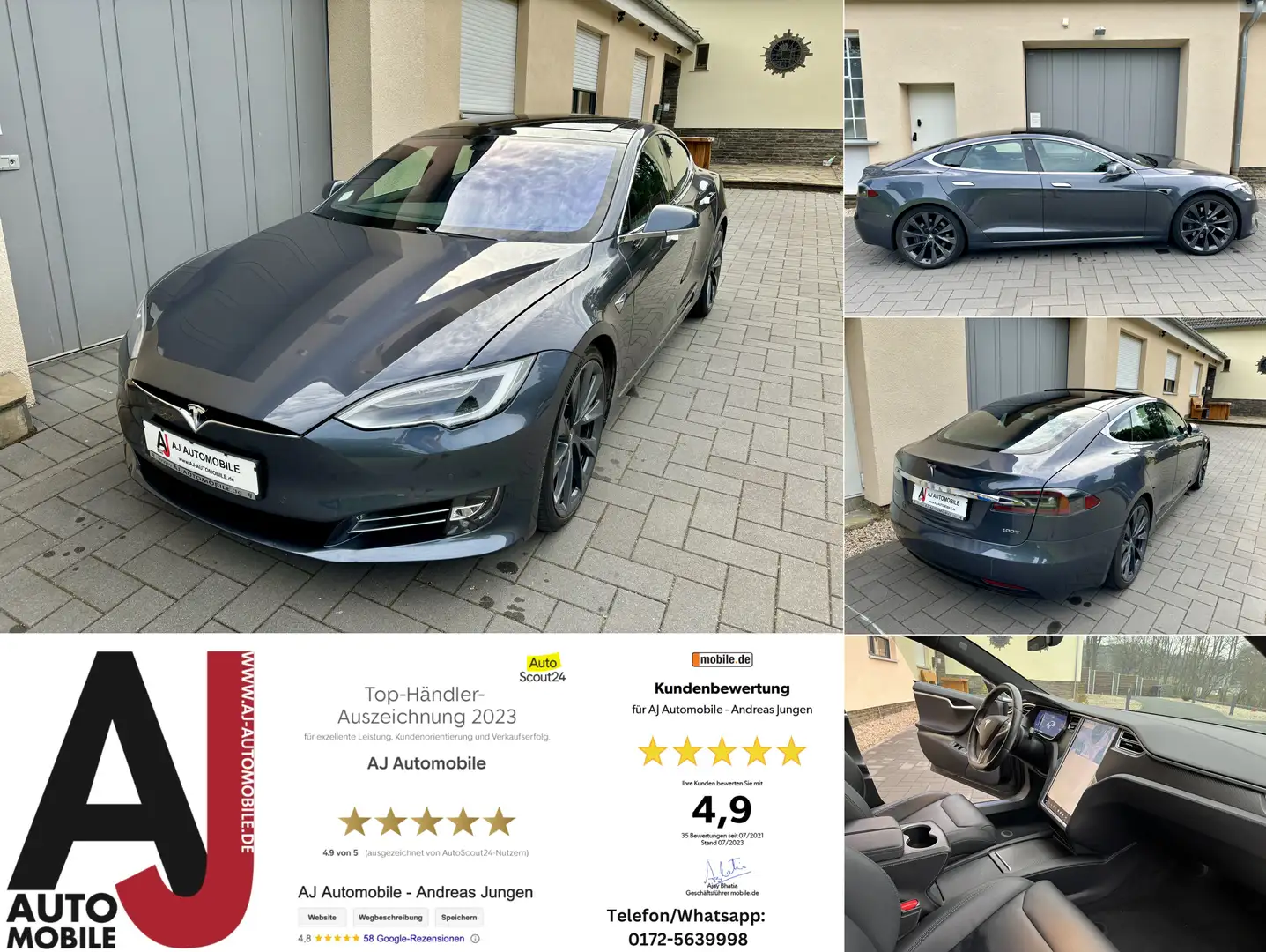 Tesla Model S 100D SOH 90,7%/Panorama/Luftfahrwerk Серый - 1
