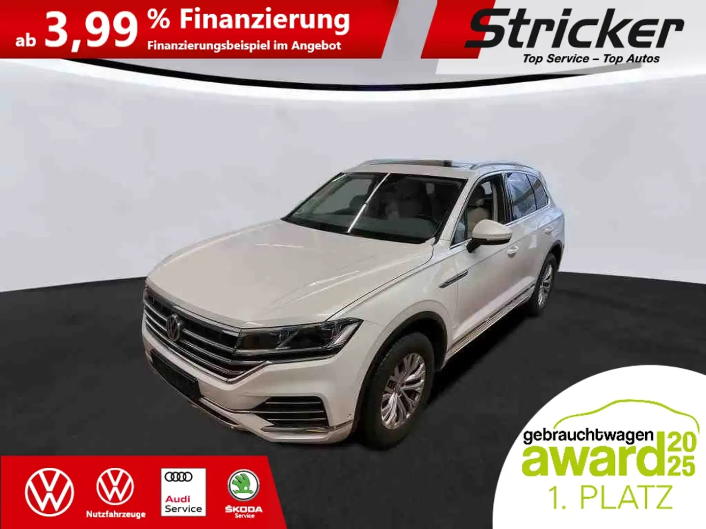 Volkswagen Touareg Elegance 3.0TDI 510,-ohne Anzahlung Pano AHK App- Weiß - 1