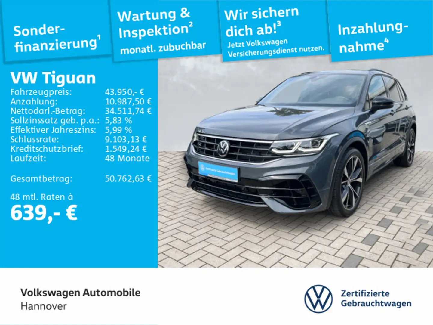 Volkswagen Tiguan 2.0 TSI DSG R BlackStyle Navi Pano AHK IQ Grau - 1