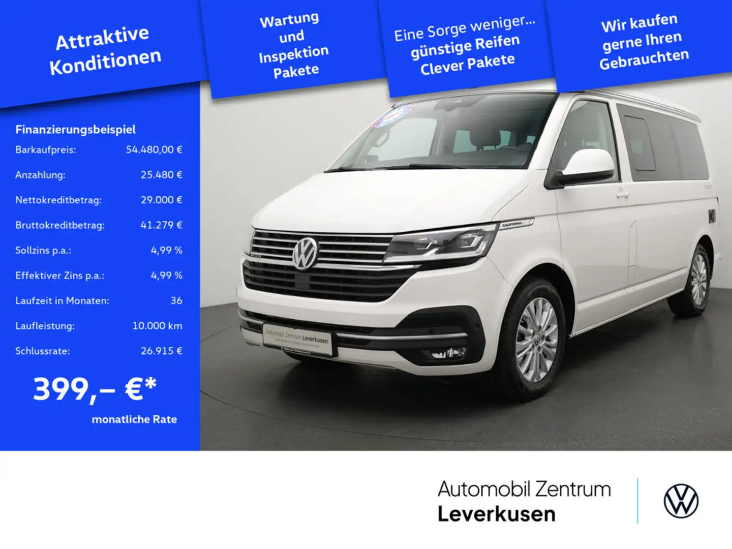 Volkswagen T6.1 California Ocean 4Motion DSG STANDHZ AHK Weiß - 1