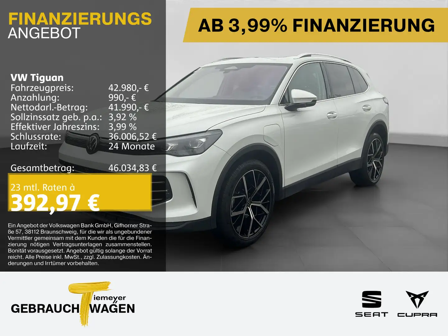 Volkswagen Tiguan 1.5 TSI eHYBRID ELEGANCE LM20 PANO AHK MA Weiß - 1