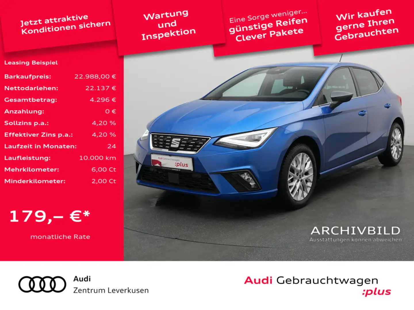 SEAT Ibiza Xcellence DSG LEDER NAVI VIRT KAM ACC S Blau - 1