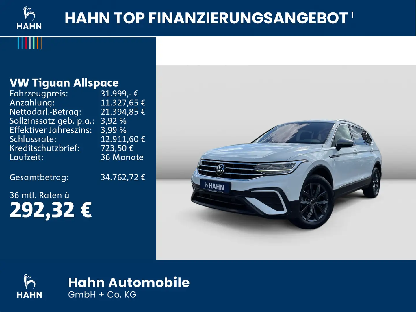 Volkswagen Tiguan Allspace 2.0TDI DSG Life AHK Cam LED Navi Weiß - 2