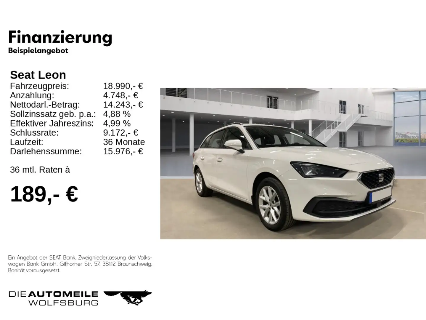 SEAT Leon ST 1.0 eTSI DSG Style CLIMATR/LED/SITZHZ Weiß - 2