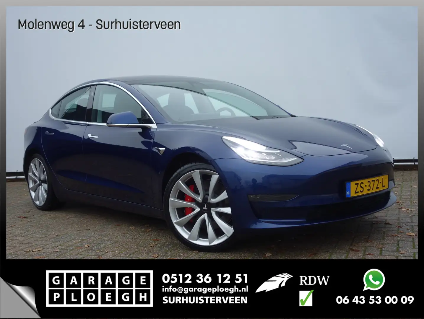 Tesla Model 3 463pk Long Range Performance Autopilot Leer Pano v Blauw - 1