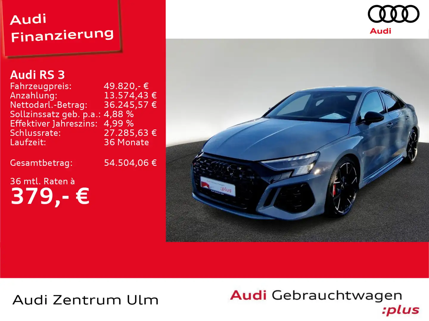 Audi RS3 RS3 Limousine 2.5 TFSI qu MATRIX BLACK RS-ABGAS Grau - 1