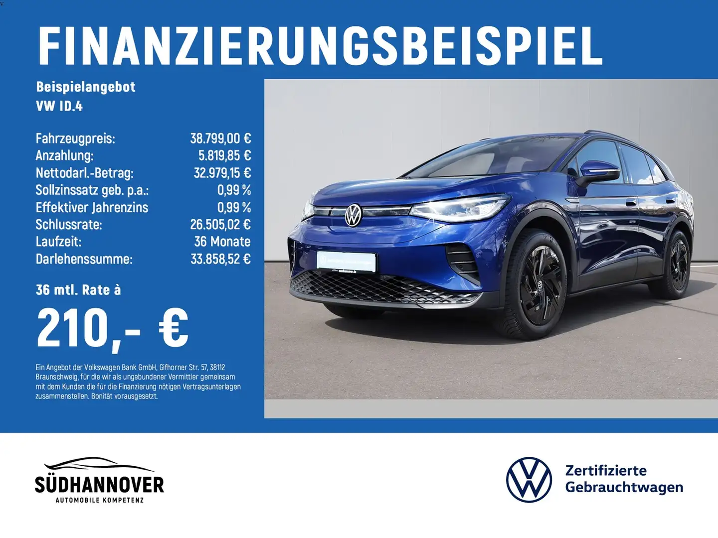 Volkswagen ID.4 Pro Performance 150 kW AHK+NAVI+LED+SHZ+PDC Blau - 2