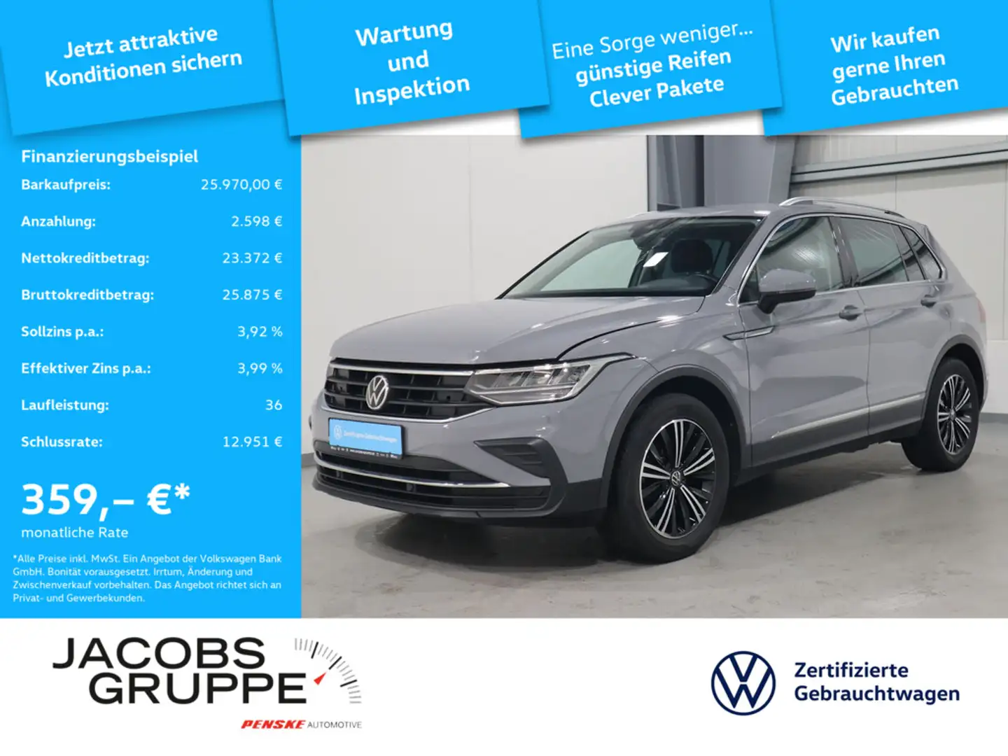 Volkswagen Tiguan 2.0 TDI Life Navi* AHK*ACC*LED Life Grau - 1