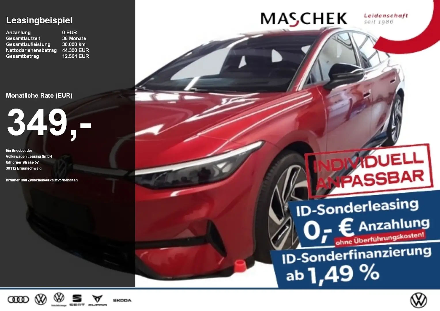 Volkswagen ID.7 Pro Wärmep. AHK IQ Light 360° Massage ACC Rot - 1