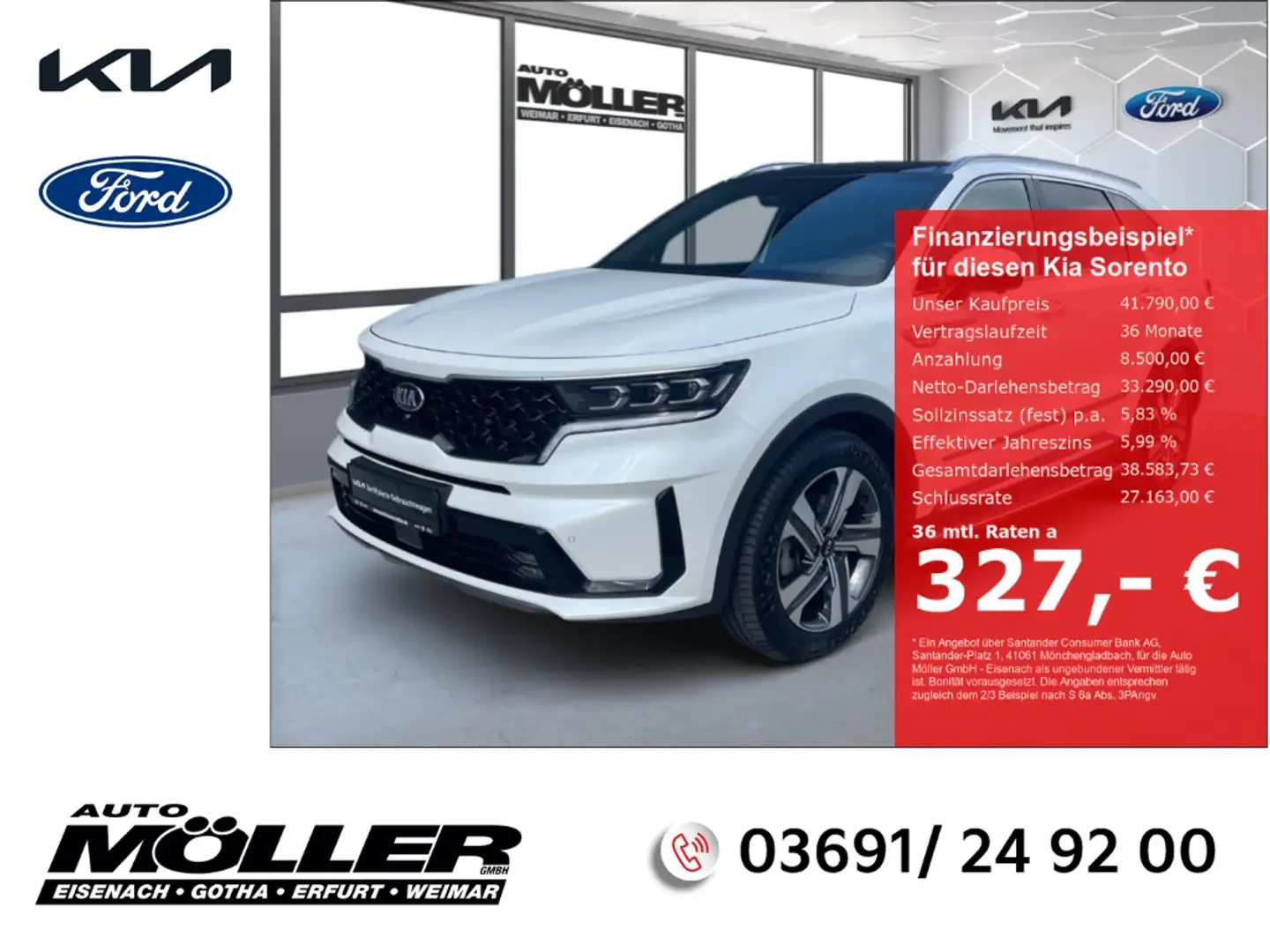 Kia Sorento 1.6T PHEV AWD Platinum Glasdach Leder Nappa Navi 3 Weiß - 1