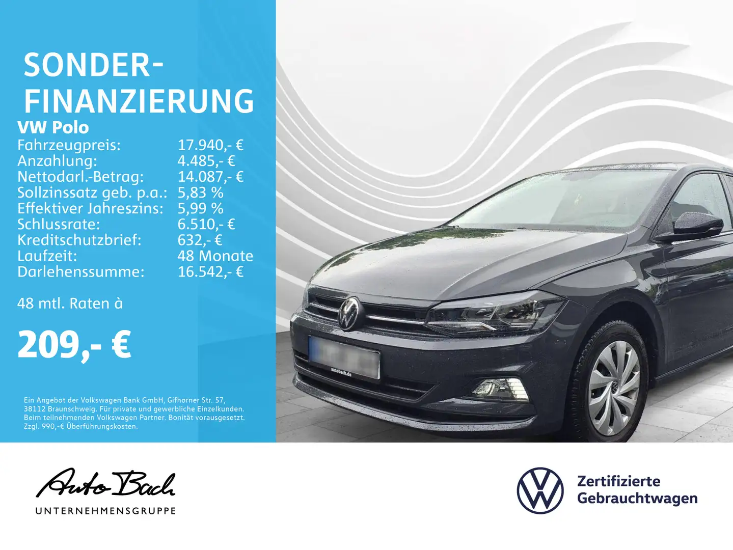 Volkswagen Polo 1.0 TSI DSG Active, Digital Cockpit Pro, Kl Grau - 1