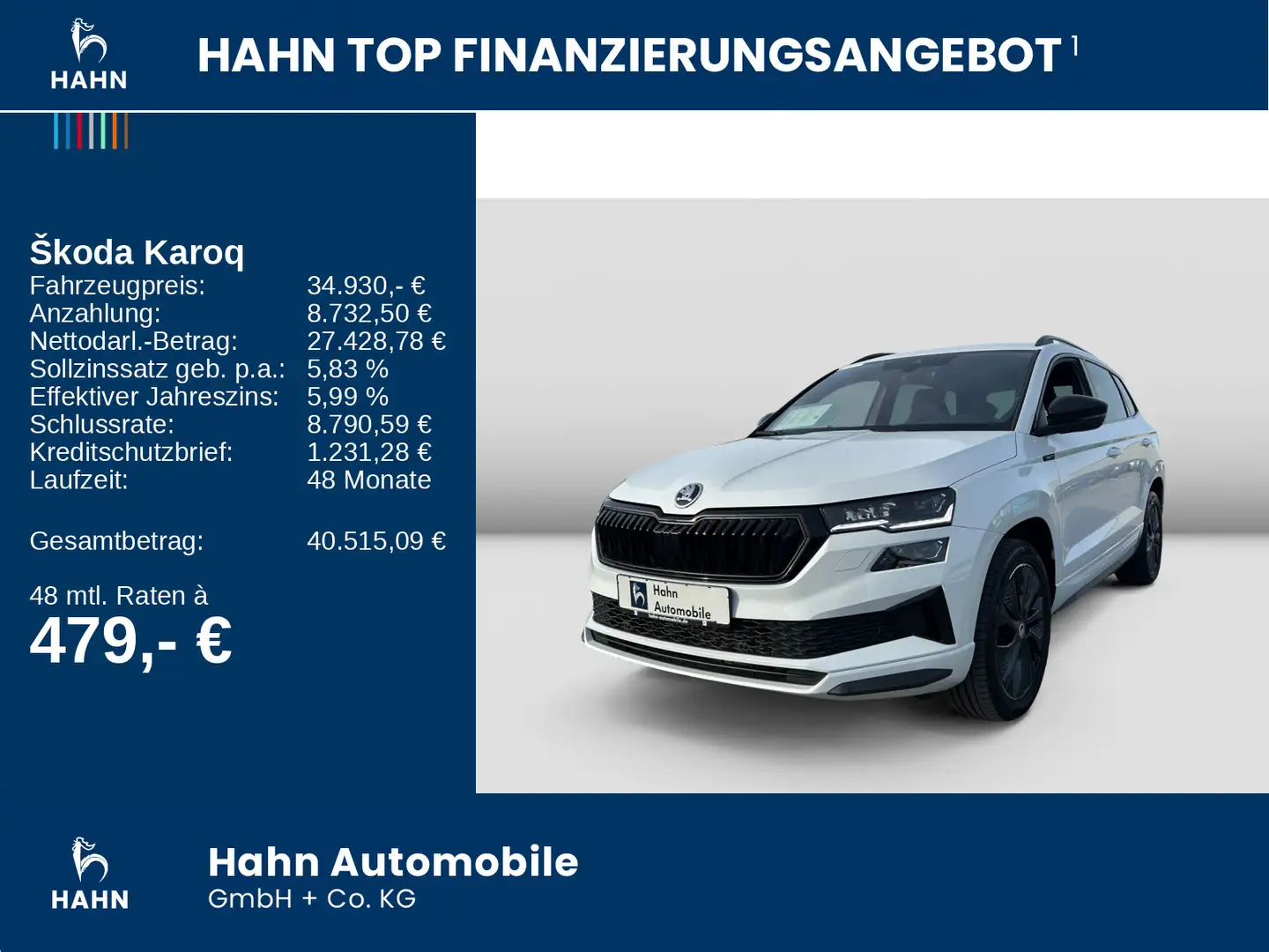 Skoda Karoq 1.5TSI DSG Sportline ACC AHK Cam LED Navi Weiß - 2