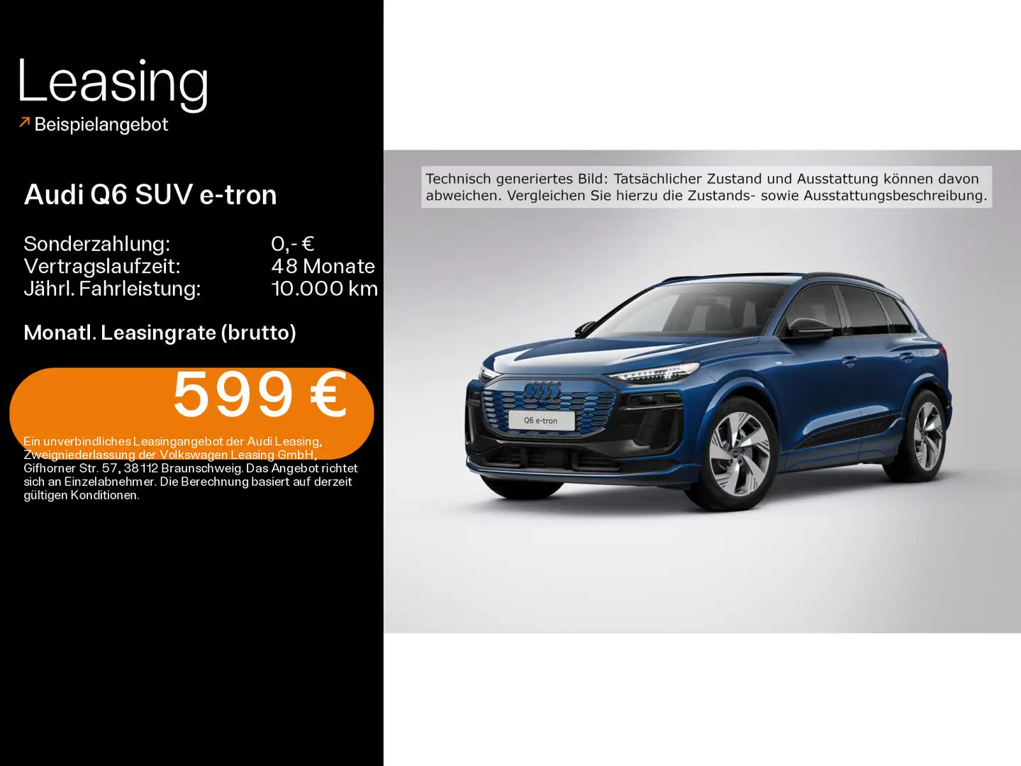Audi Sonstige Q6 e-tron qu. S line 0,25%*B&O*Matrix*360°Pano Blau - 1