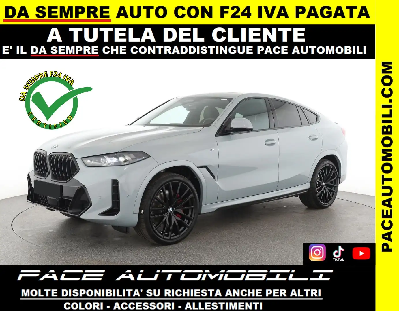 BMW X6 XDRIVE 30d M SPORT MSPORT PRO TETTO HUD BLACK 22" Grigio - 1