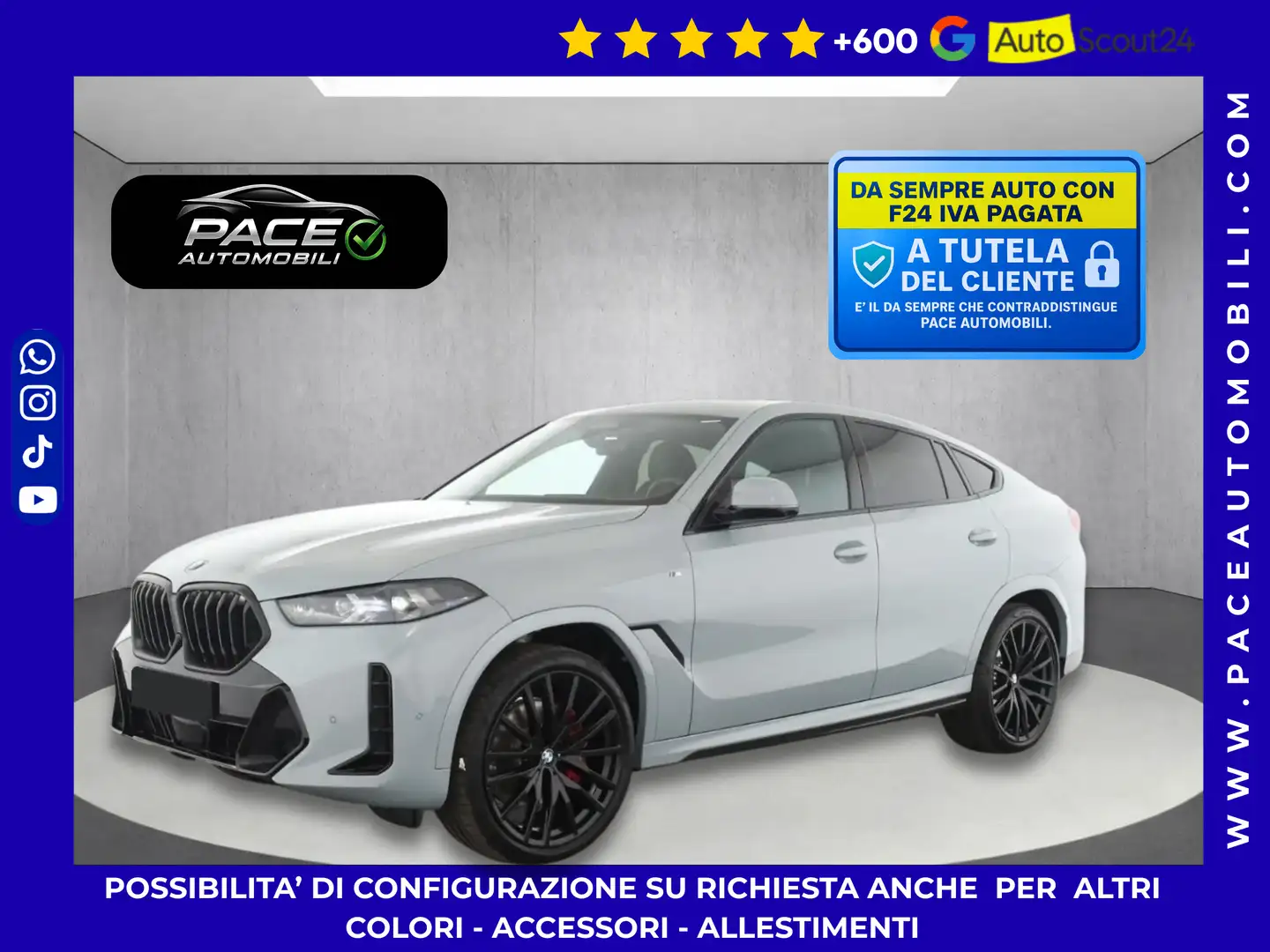 BMW X6 XDRIVE 30d  M SPORT MSPORT PRO TETTO HUD BLACK 22" Gris - 1
