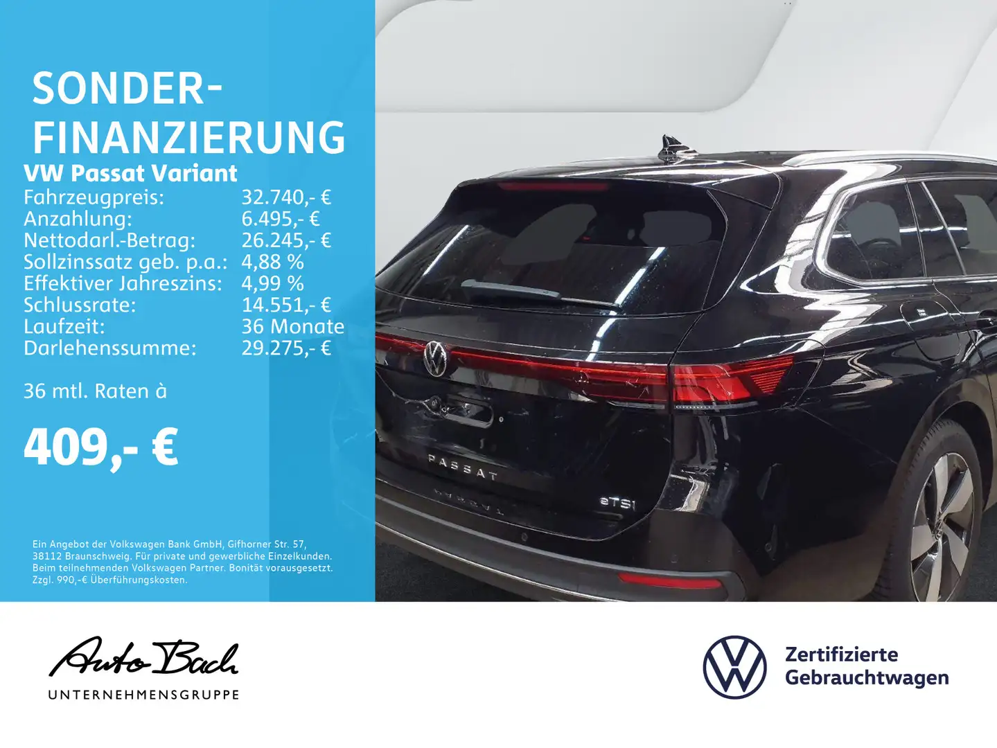 Volkswagen Passat Variant 1.5 eTSI DSG Business, Navi, LED, Schwarz - 2