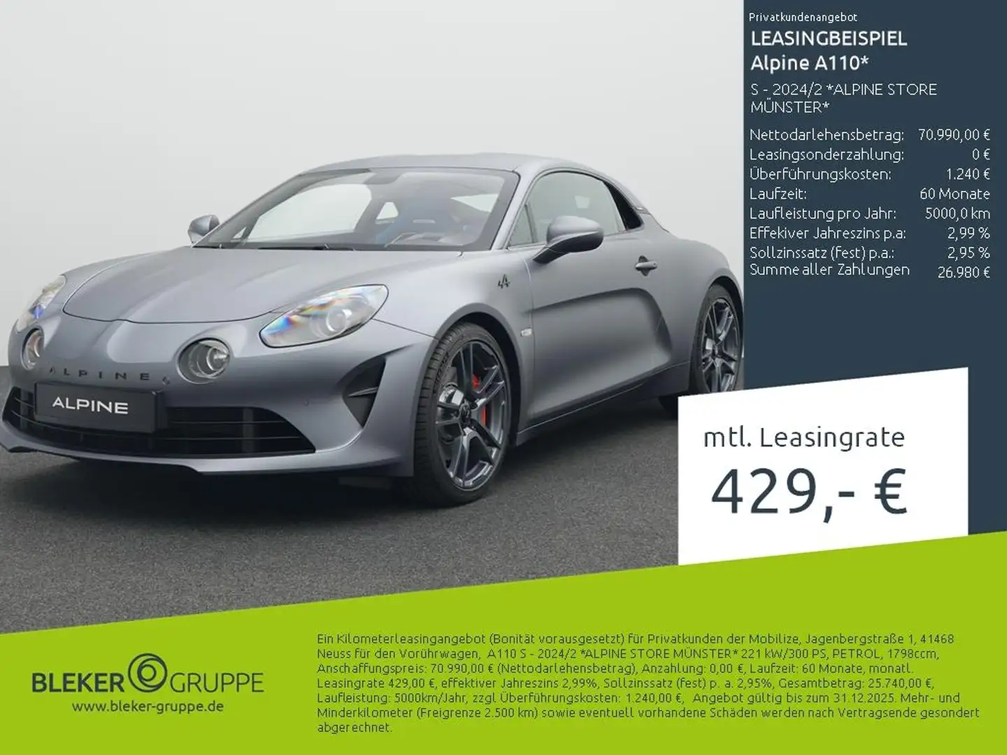 Alpine A110 S - 2024/2 *ALPINE STORE MÜNSTER* Gris - 2