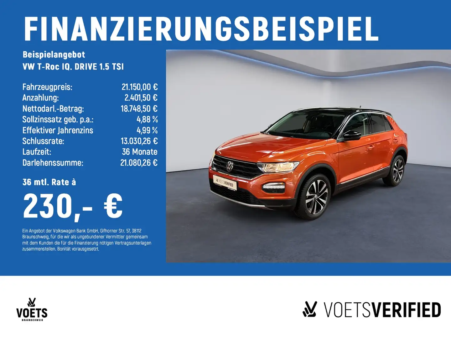 Volkswagen T-Roc IQ. DRIVE 1.5 TSI AHK+STANDHZG+RearView Orange - 2