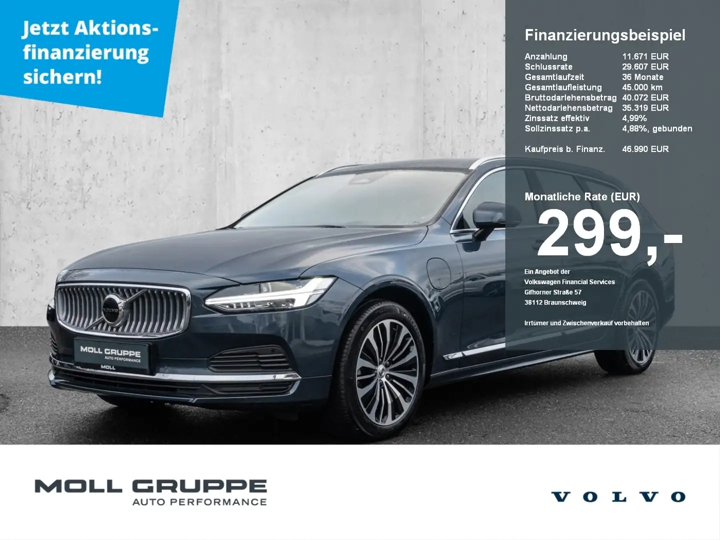 Volvo V90 T6 Twin Engine AWD Core Plug-In Blau - 1