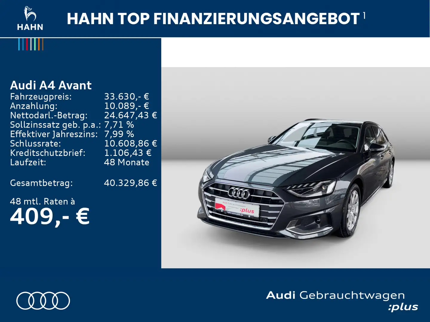 Audi A4 advanced 40TDI S-trc LED Navi GRA Sitzh Grau - 2