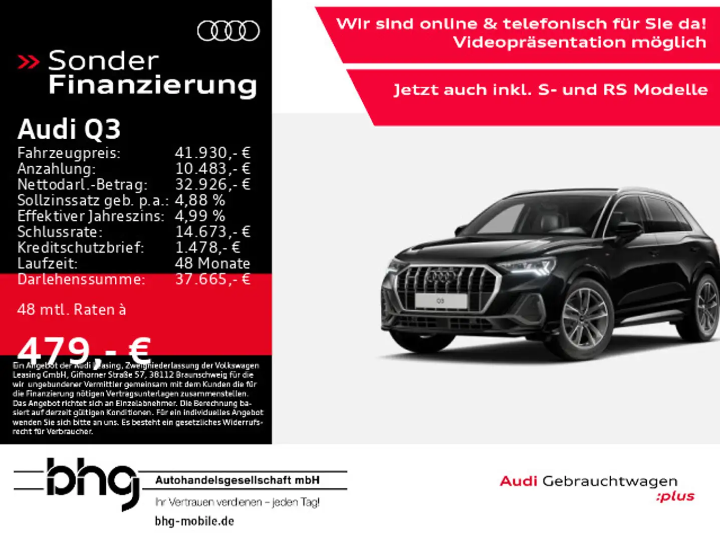Audi Q3 40 TFSI quattro S-tronic S-Line AHK Navi Matr Schwarz - 1