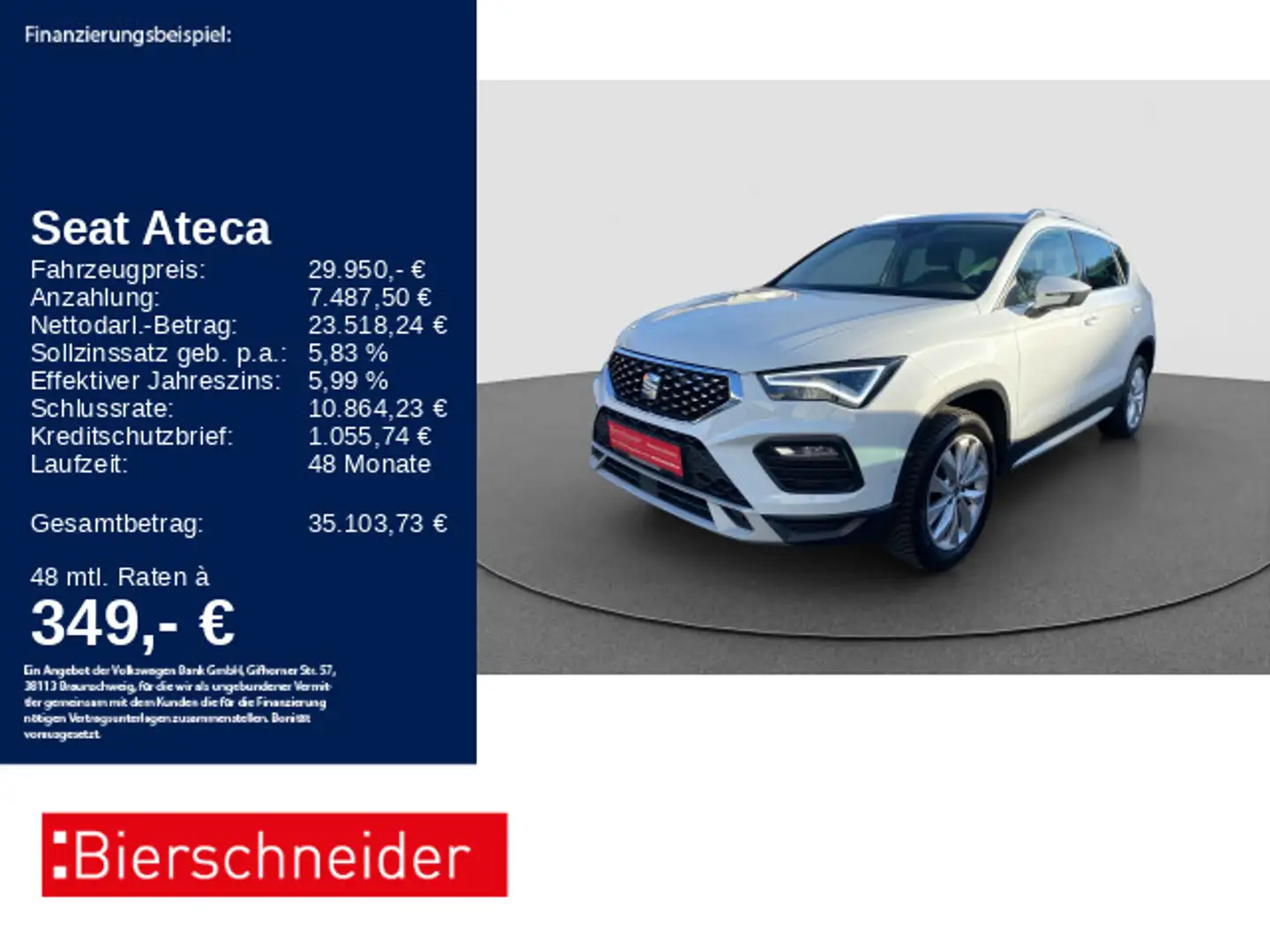 SEAT Ateca 1.5 TSI DSG Xperience AHK NAVI SHZ ACC Weiß - 1