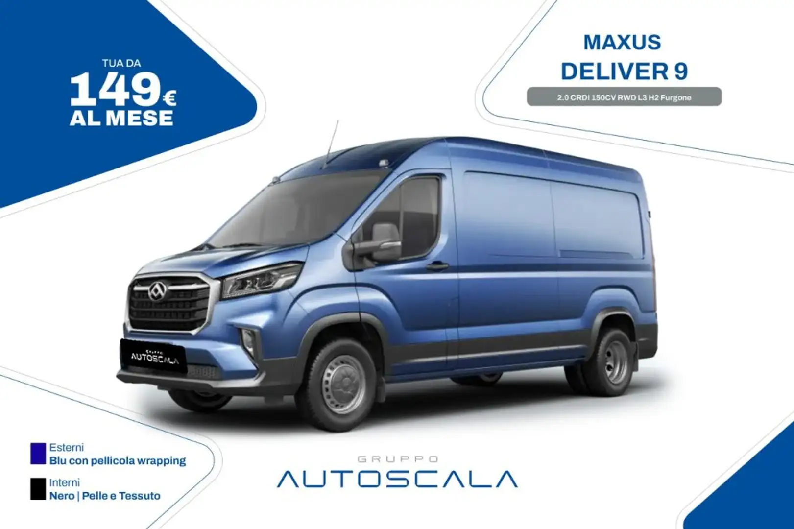 Maxus Deliver 9 2.0 CRDI 150CV RWD L3 H2 Furgone Blau - 1