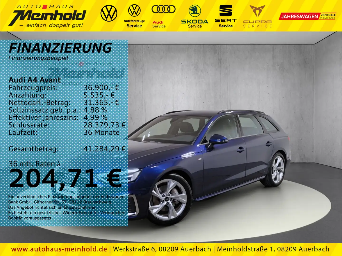 Audi A4 40 TFSI S-Line 2x S tronic, AHK, ACC Blu/Azzurro - 1