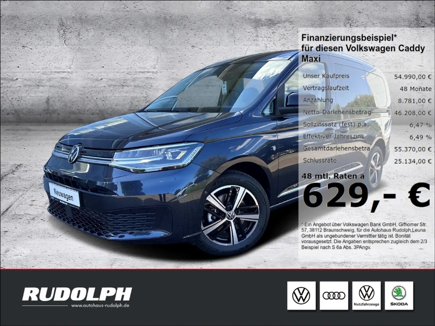 Volkswagen Caddy Style 2.0 TDI 7-Sitzer DSG LED Navi AHK SHZ PDC Blau - 1