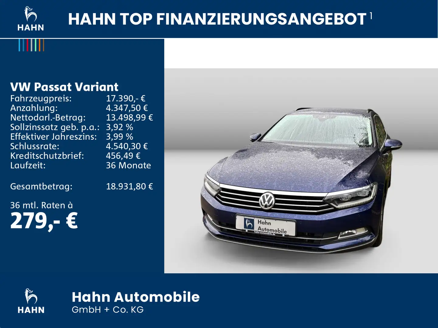 Volkswagen Passat Variant 2.0TDI DSG Comfortline AHK Navi L Blau - 2