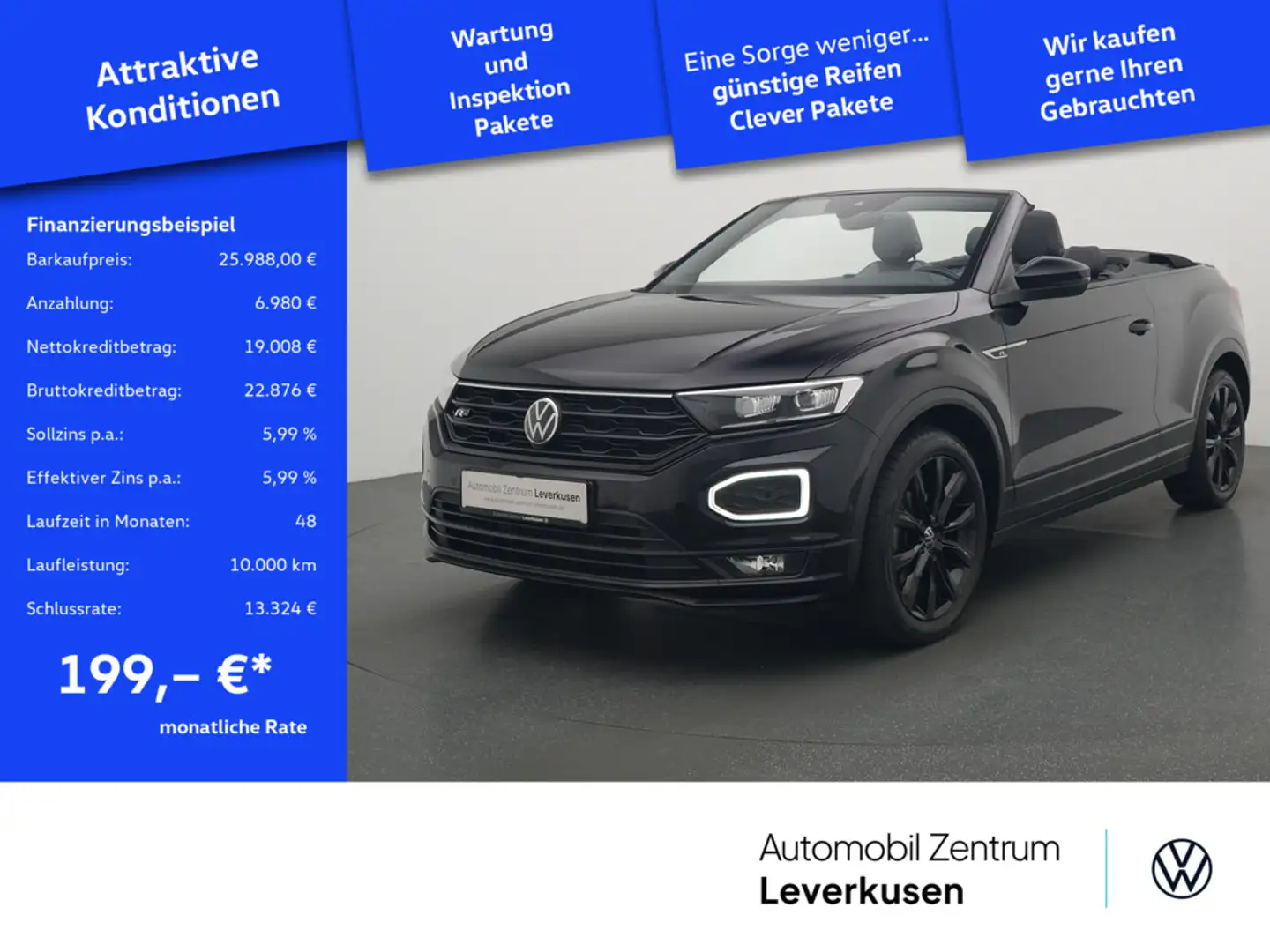 Volkswagen T-Roc Cabriolet R-Line NAVI VIRT AHK CARPLAY Schwarz - 1
