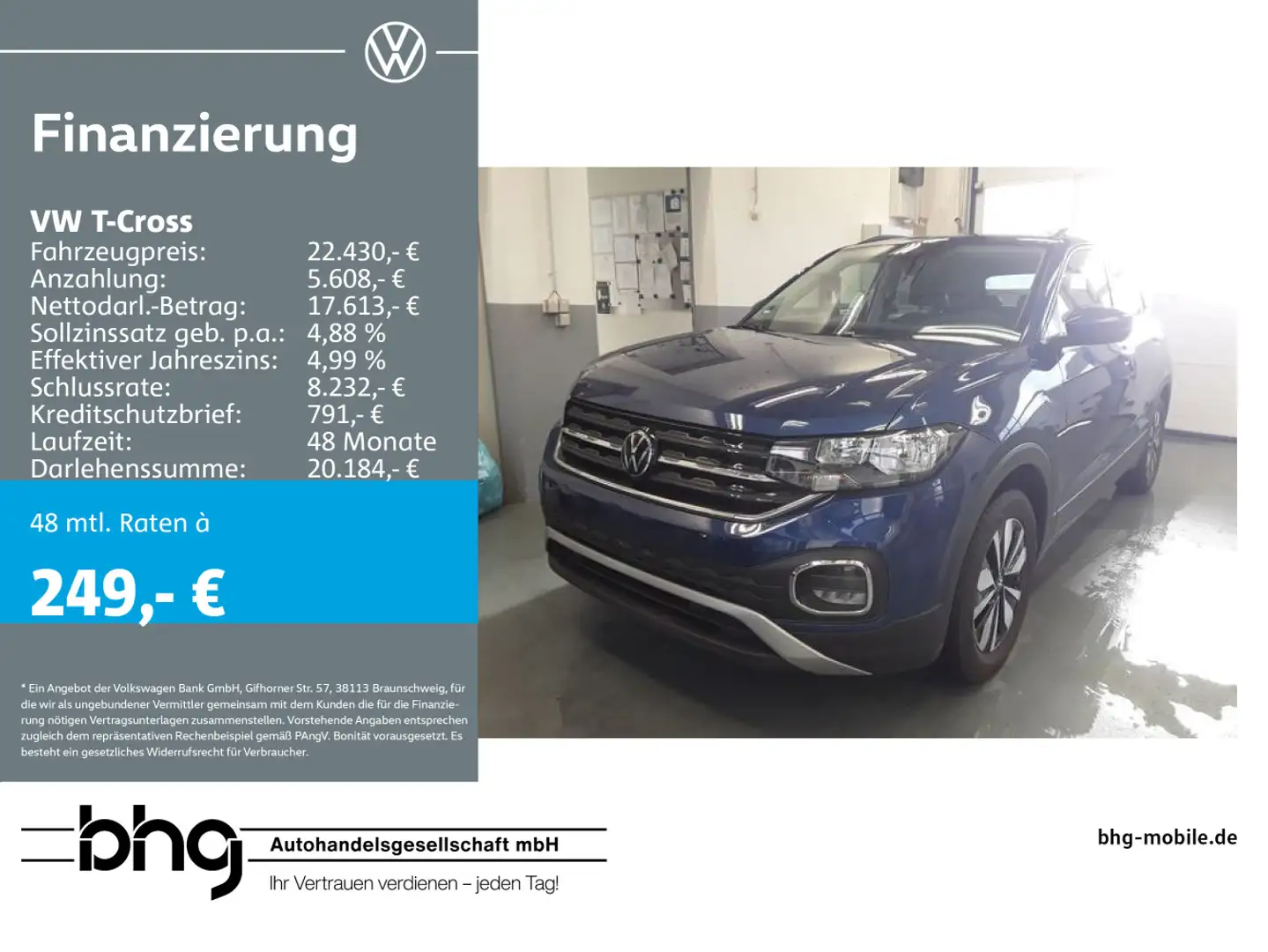 Volkswagen T-Cross 1.0 TSI Life #AHK #ACC #NAVI Blau - 1