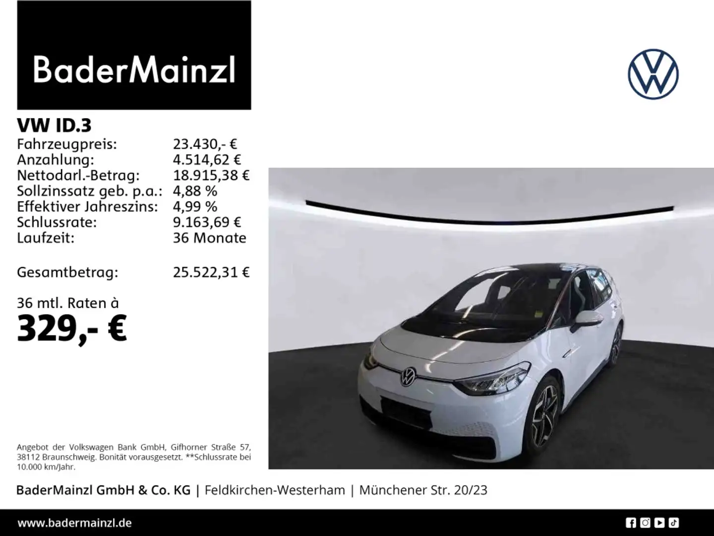 Volkswagen ID.3 Pro Performance Top-Sport Plus Kamera Navi Weiß - 1