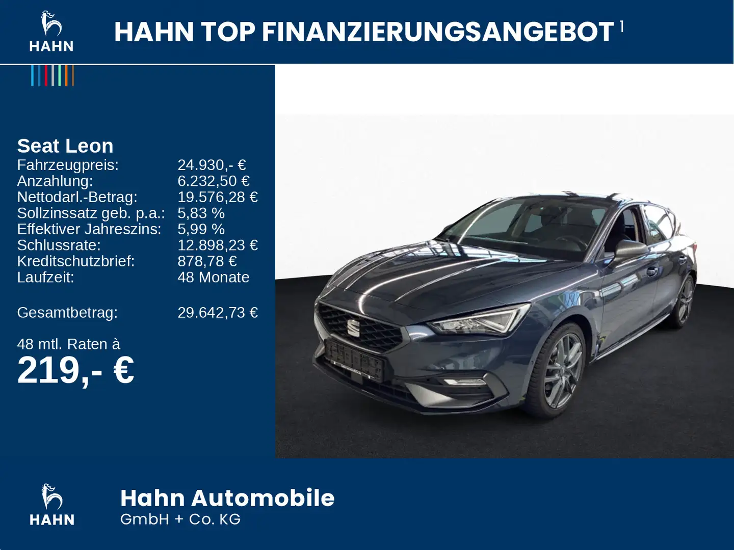 SEAT Leon 1.5eTSI DSG FR Plus AHK Navi LED Cam ACC Grau - 2