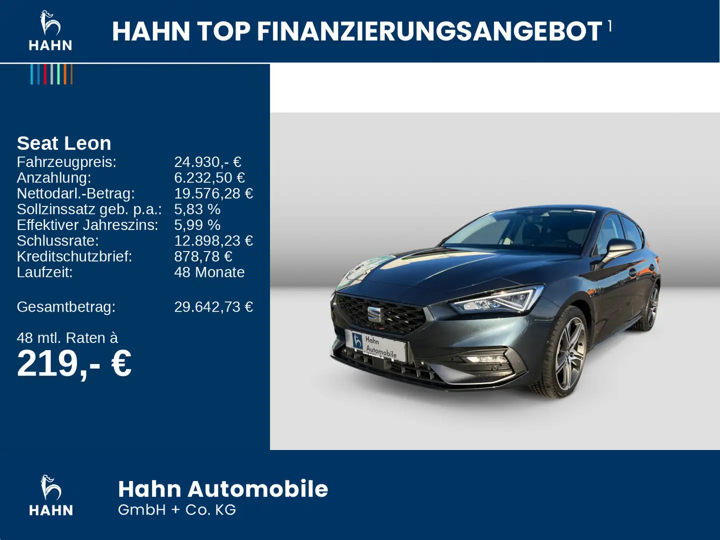 SEAT Leon 1.5eTSI DSG FR Plus AHK Navi LED Cam ACC Grau - 2