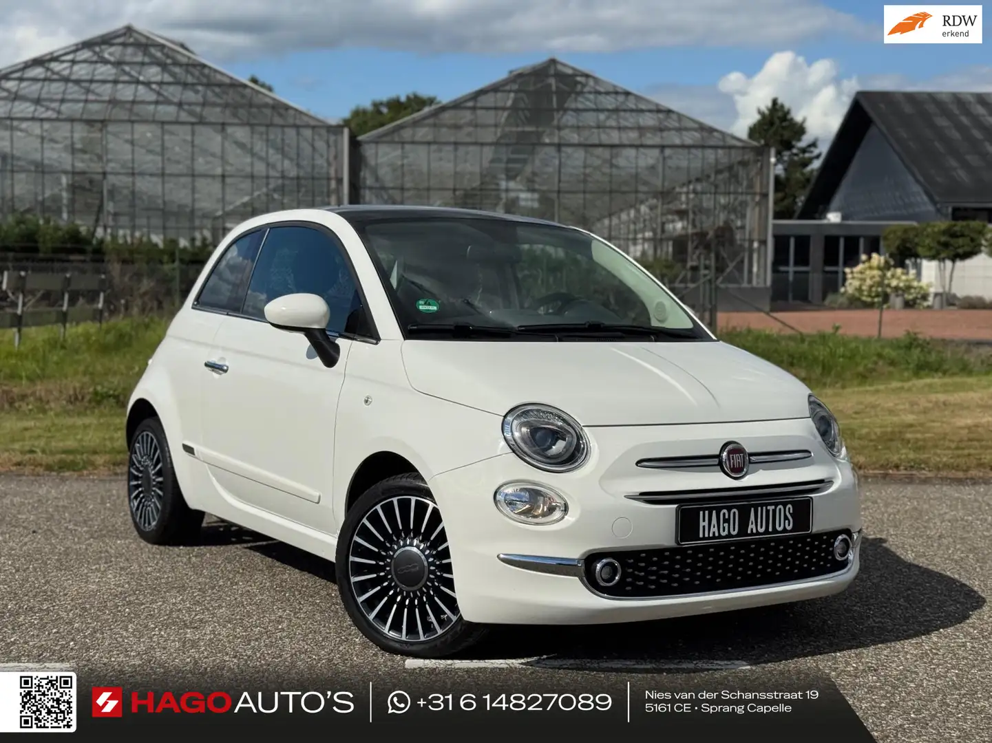 Fiat 500 1.2 Lounge Airco | Pano | Leder | Climate | PDC Wit - 1