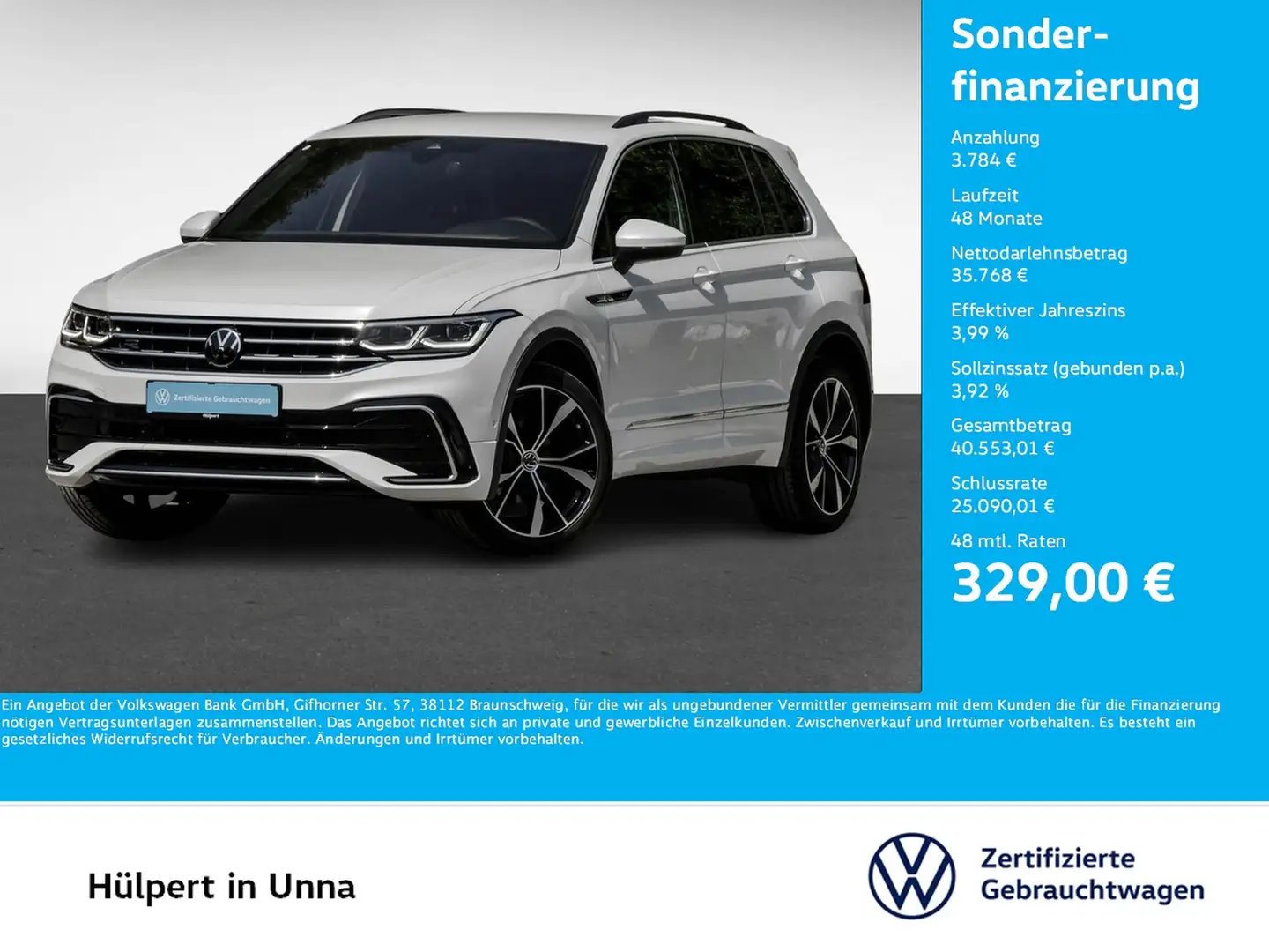 Volkswagen Tiguan 2.0 R-LINE AHK CAM ACC LM20 E-KLAPPE NAVI Blanco - 1