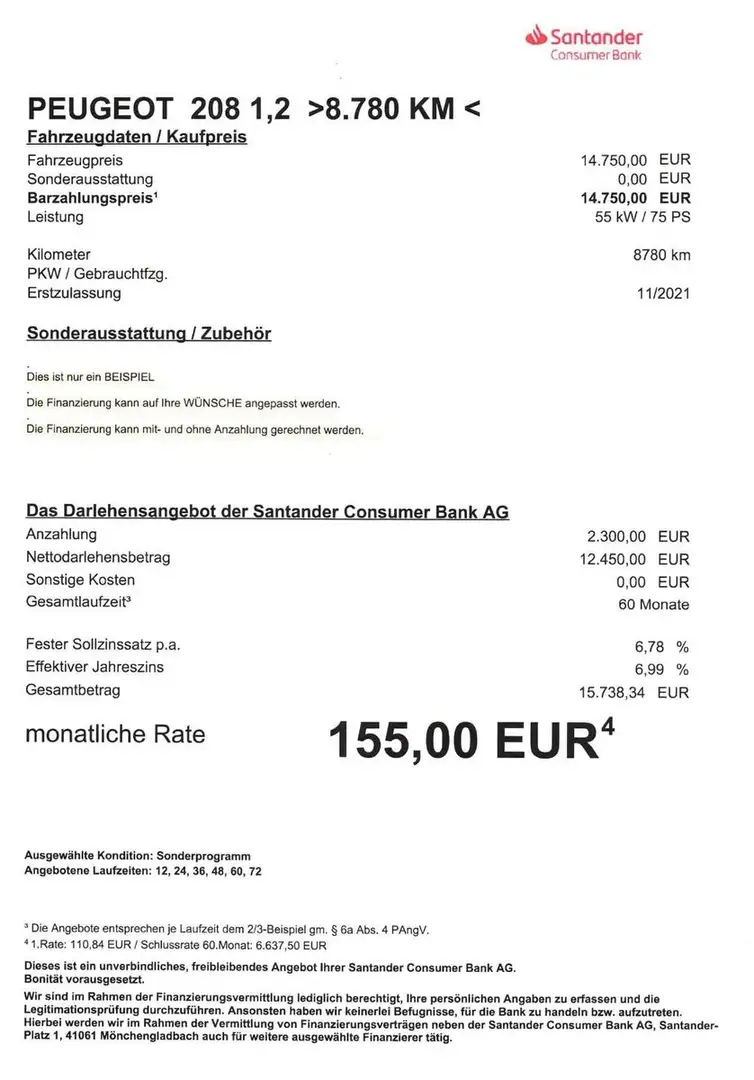 Peugeot 208 Like  8.780 KM/ Klima/TEMP/DAB-Radio Grau - 2