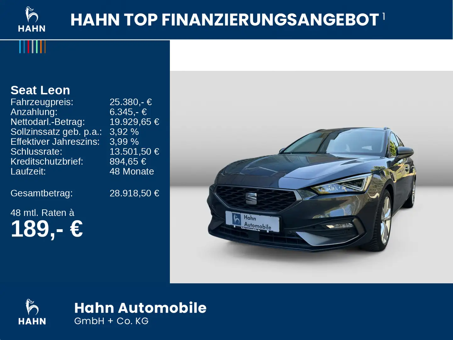 SEAT Leon Sportstourer 1.5 eTSI DSG FR  Navi LED PDC Grau - 2