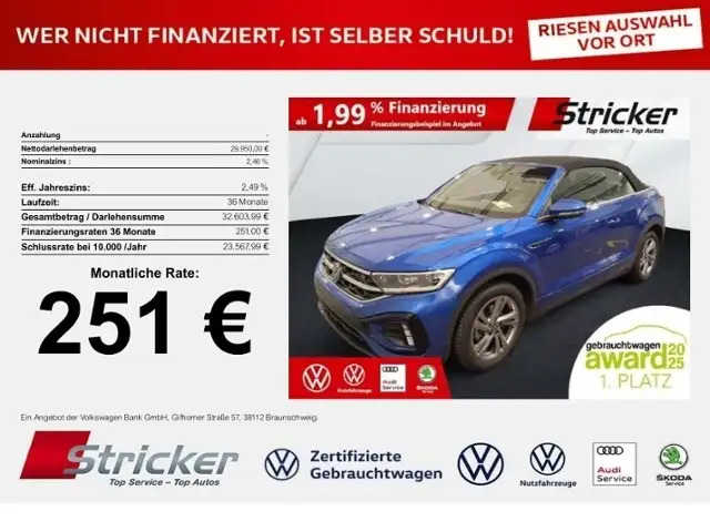 Volkswagen T-Roc Cabriolet R Line 1.5TSI DSG 251, ohne Anzahlung N