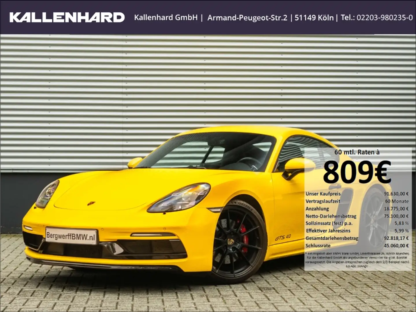 Porsche Cayman 718-GTS 4.0-PDK-PASM-Bose-Sitzbelüftung Gelb - 1