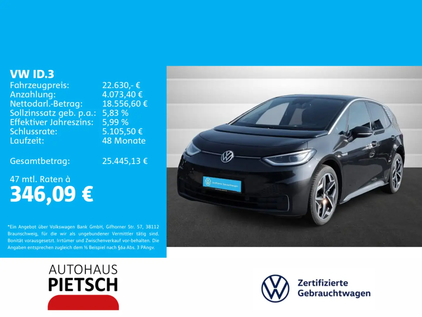 Volkswagen ID.3 Pro Performance 58 kWh Matrix Panorama Grau - 1