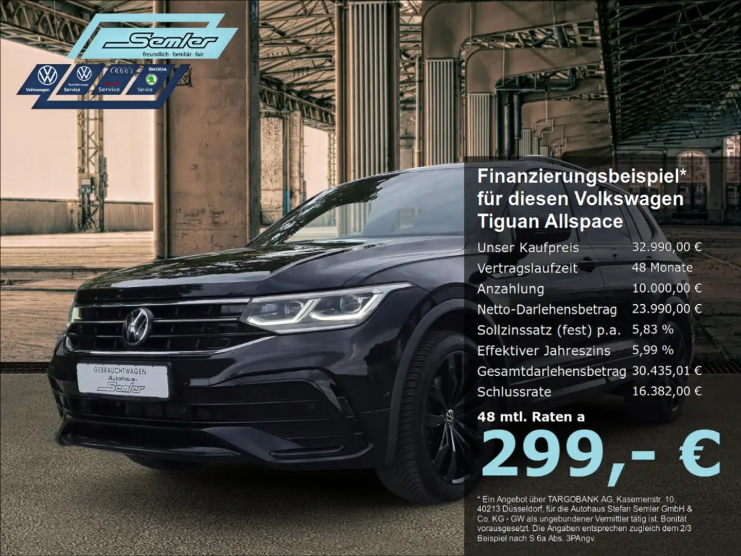Volkswagen Tiguan Allspace R-Line 4M 2.0 TSI HUD AHK NAVI Noir - 1