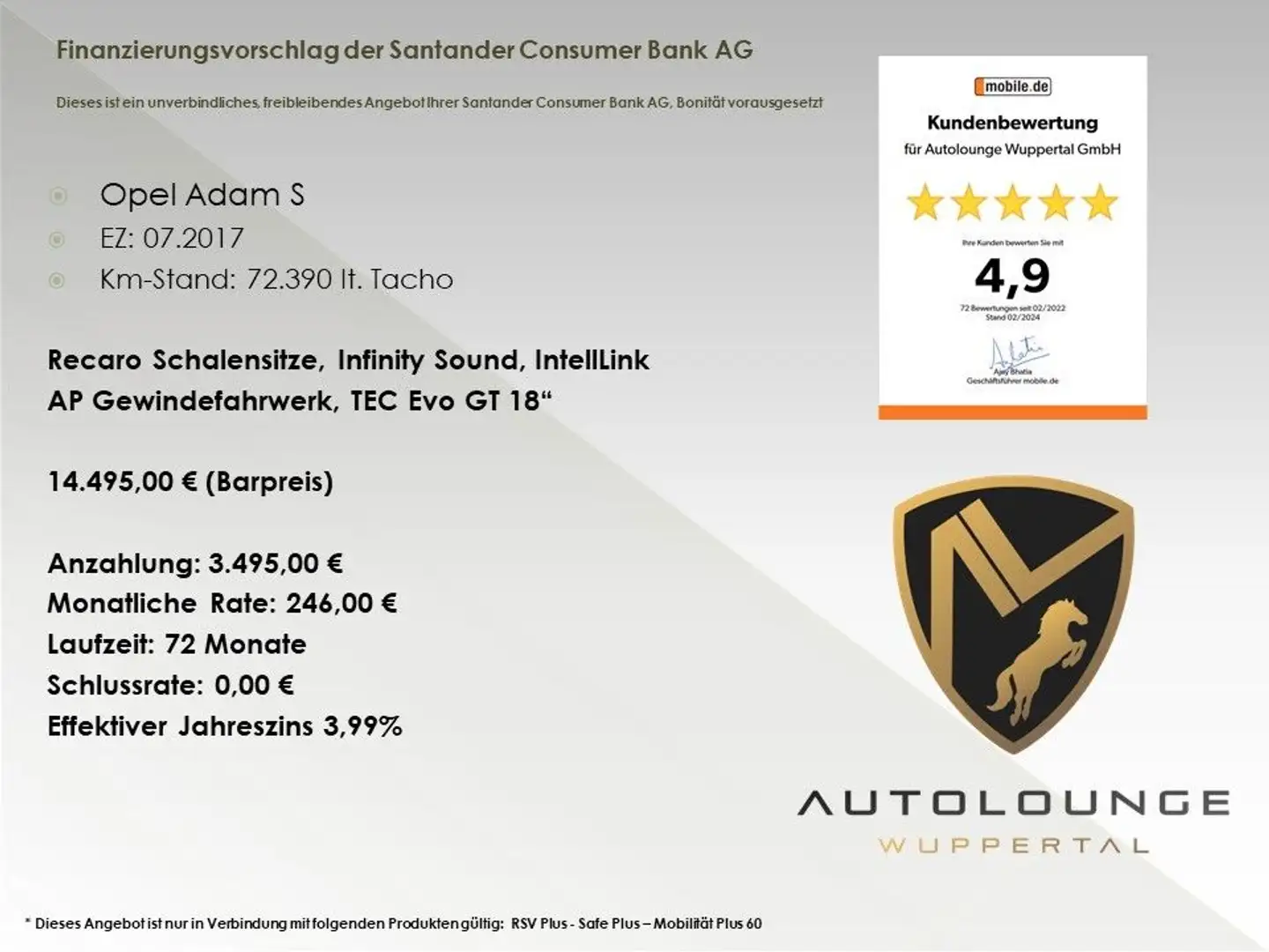 Opel Adam S*Recaro*Infinity*Service Neu*Intel*ab3,99% Negru - 2