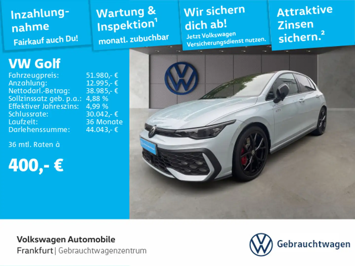 Volkswagen Golf GTI Golf VIII 2.0 TSI DSG GTI Navi IQ.Light DAB+ Fro Bleu - 1