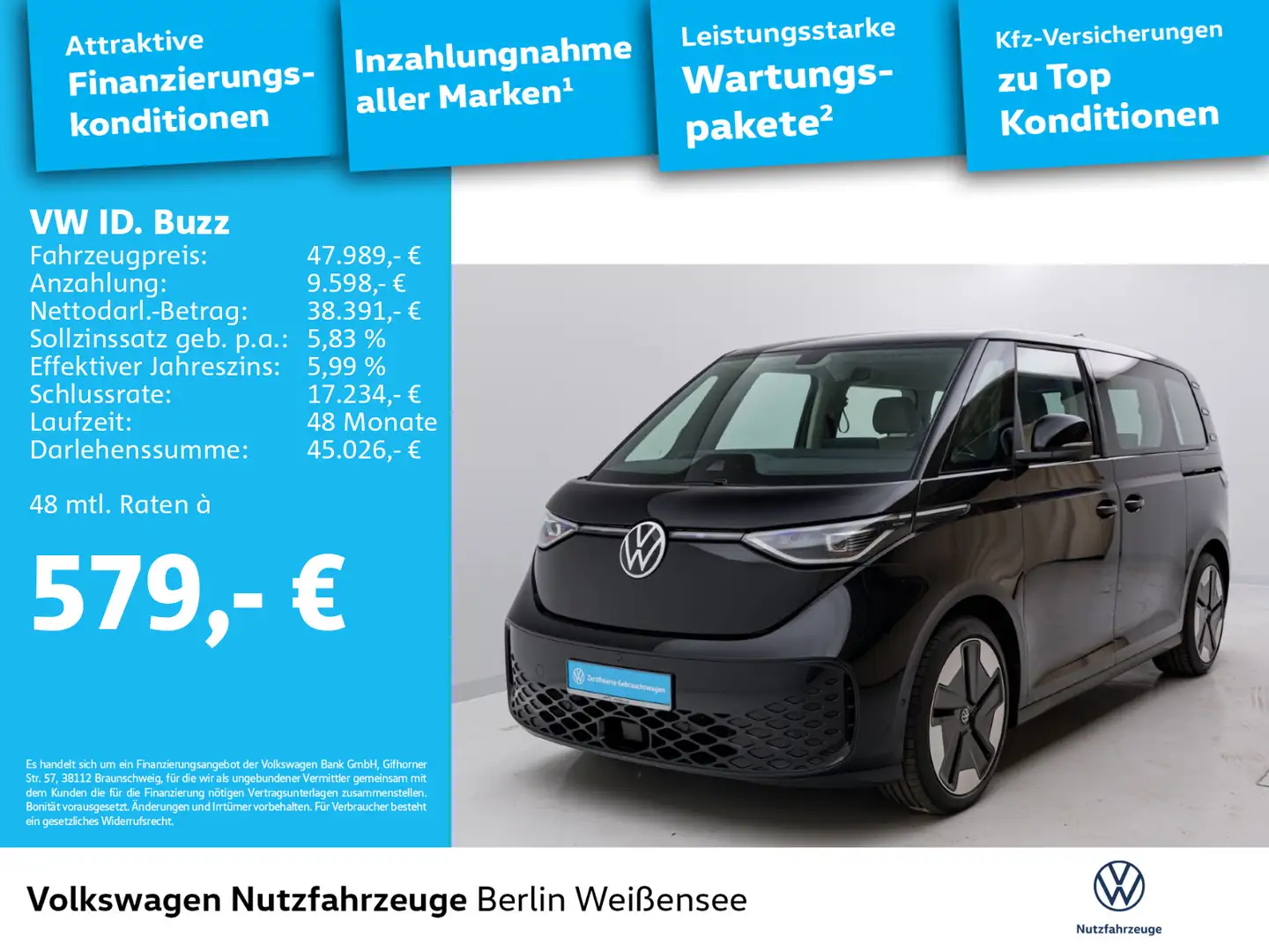 Volkswagen ID. Buzz ID.Buzz Pro*360°*AHK*CARPLAY*ACC*MFL*MATRIX*RFK* Negru - 2