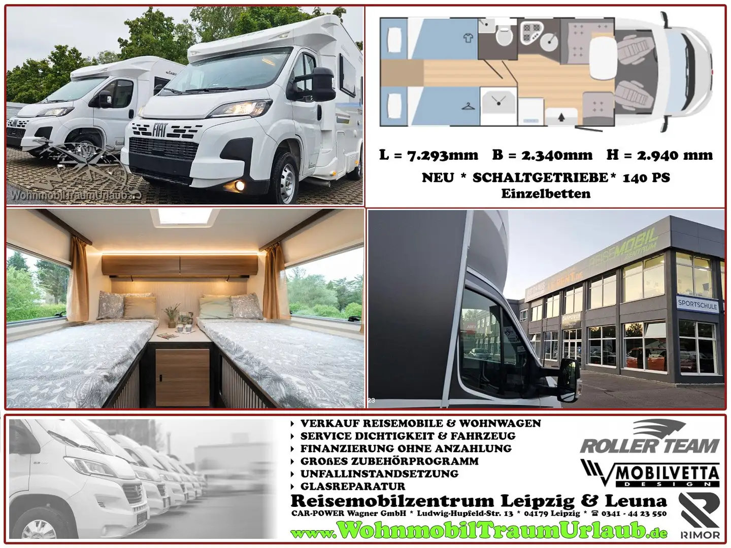 Rimor Sarus 95PLUS NEU*Längsbetten*140PS*Markise*NEU Bianco - 1