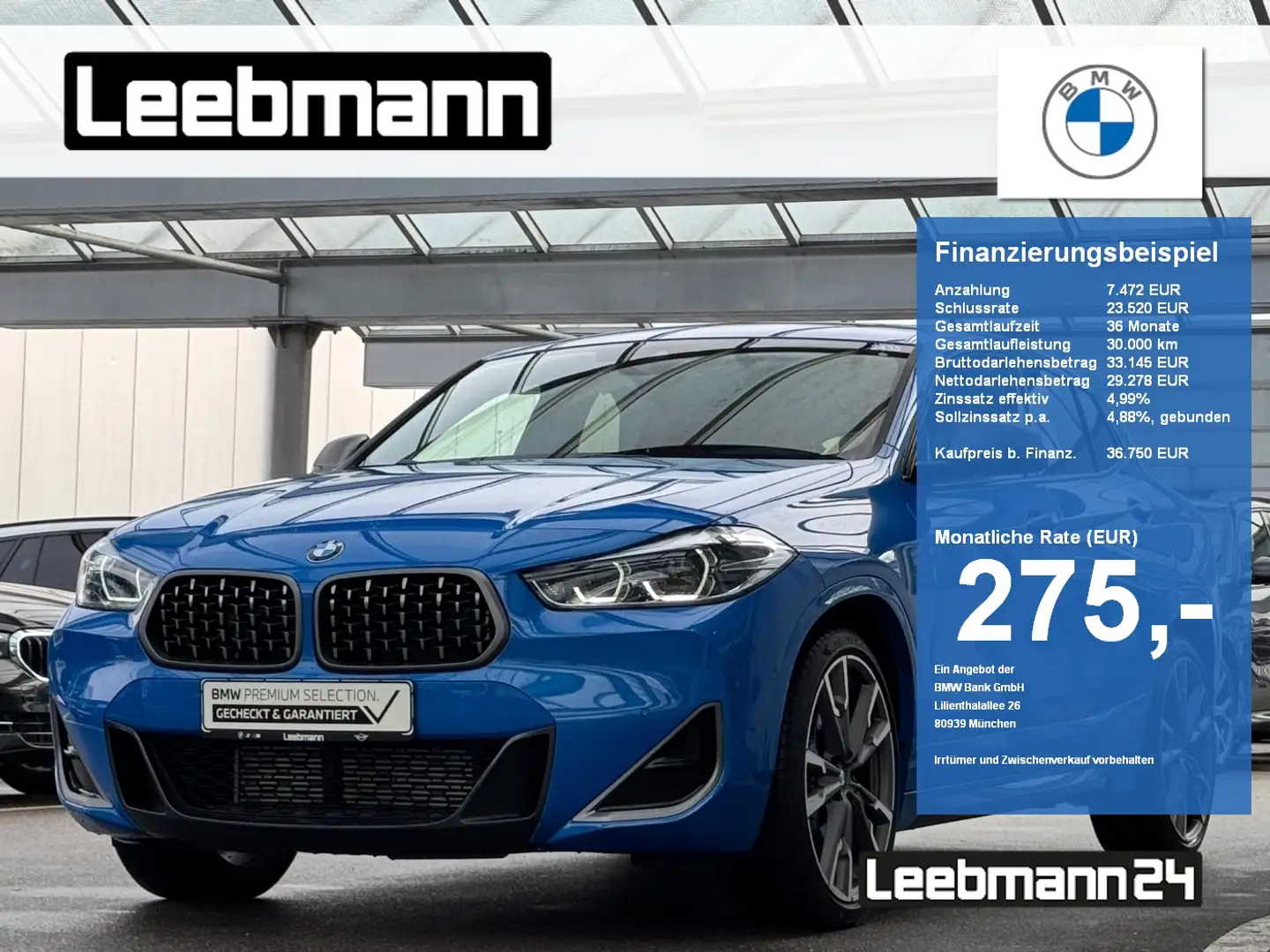 BMW X2 M35i Panorama/RFK/elSitze 2 JAHRE GARANTIE Blau - 1