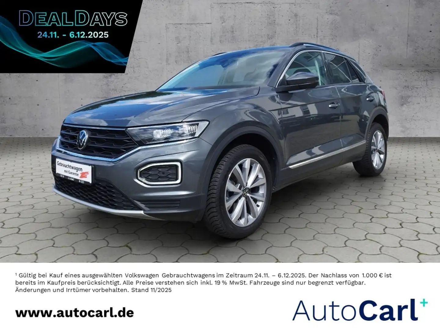 Volkswagen T-Roc Style 1.0 TSI LED/SHZ/ACC/Blind KLIMA ALU Grau - 1