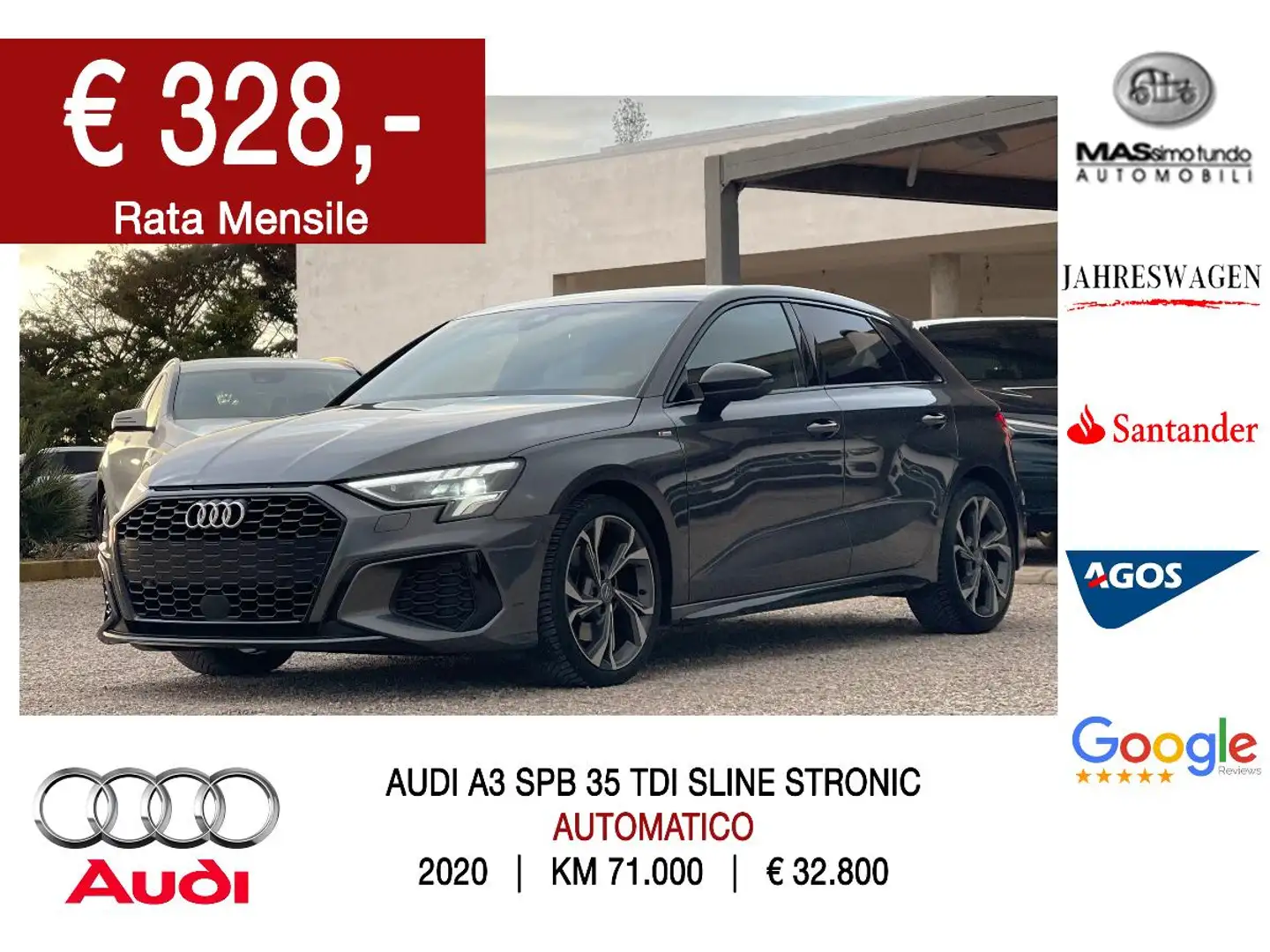 Audi A3 SPB 35 TDI S tronic S line edition Grigio - 1